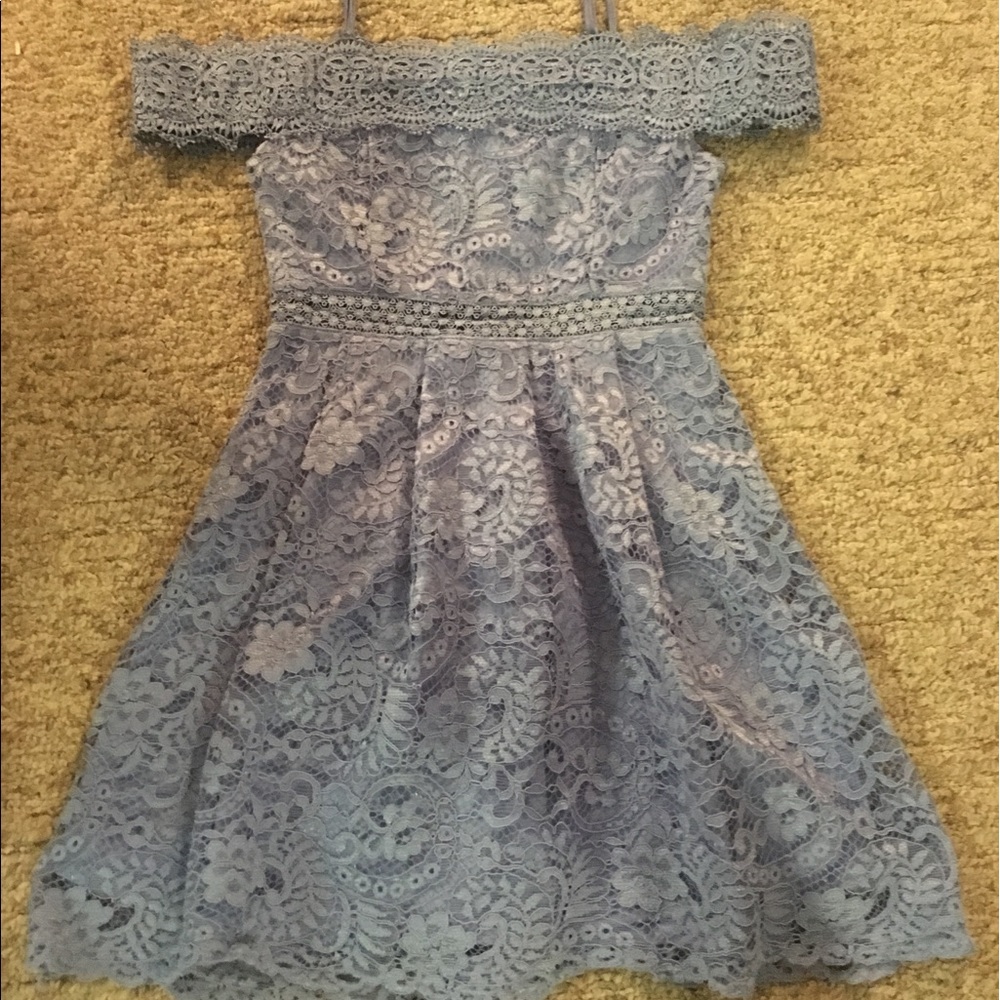Blue laced mini dress